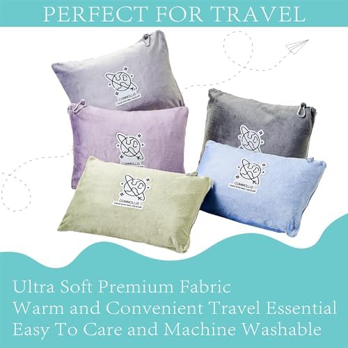 Commollis 2-in-1 Travel Blanket Pillow - Warm Sleep Solution for Flights Cars More