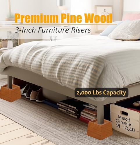 Premium Pine Wood 3-Inch Furniture Risers for Heavy-Duty Use