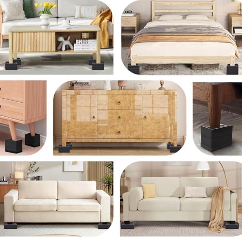 Sturdy Heavy Duty Bed Risers for Beds Sofas and Tables 4-Pack with Non-Slip Design