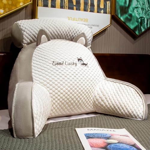 Cool Reading Pillow with Headrest and Arm Support Detachable and Washable Wedge Pillow Grey