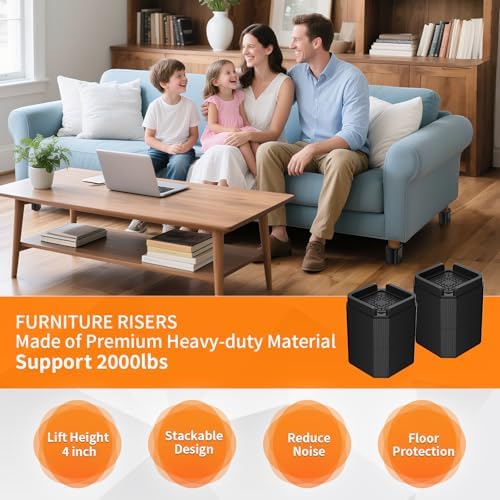 Adjustable Bed Risers for 2-4 Inch Legs