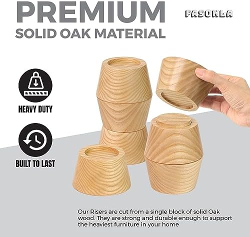 FASONLASet of 4 2 Solid Oak Bed Risers
