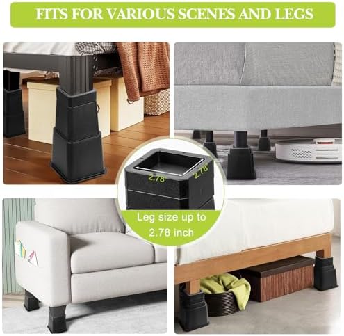 Adjustable 12-inch Bed Risers for Perfect Comfort