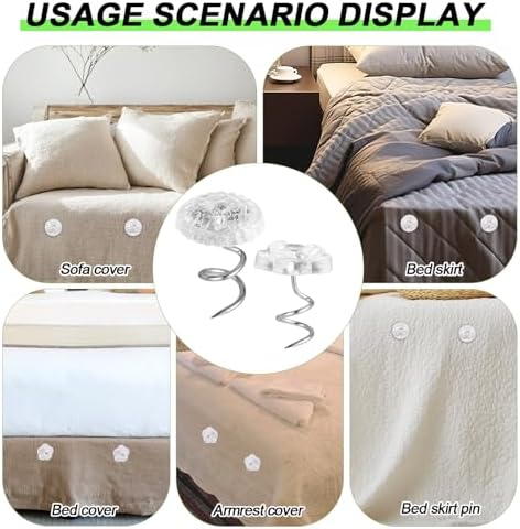 Gosknor 100-Piece Bed Skirt Pins with Unique Clear Heads for Slipcovers and Upholstery