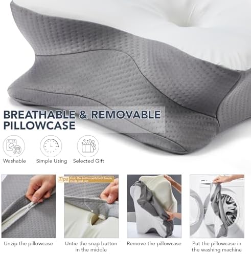 Cervical Pillow for Neck Shoulder Pain Relief with Cooling Case