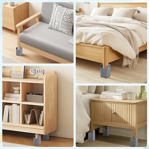 SEISSO Heavy-Duty 4-Piece Bed Risers Adjustable 4 Tall for 1000 lbs