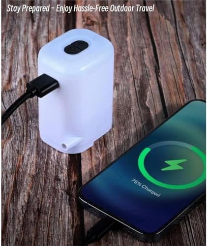 Small Mini Portable Inflatable Air Pump with LED Light for Camping Travel Home Use