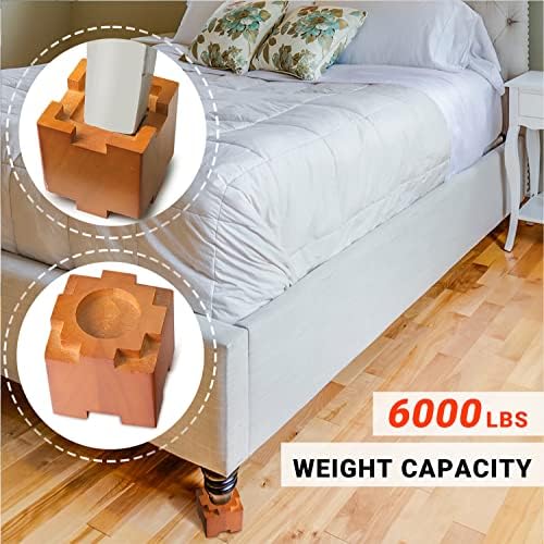 Kasiden Wood Bed Risers 35 Inch with Non-Slip Rubber Pad