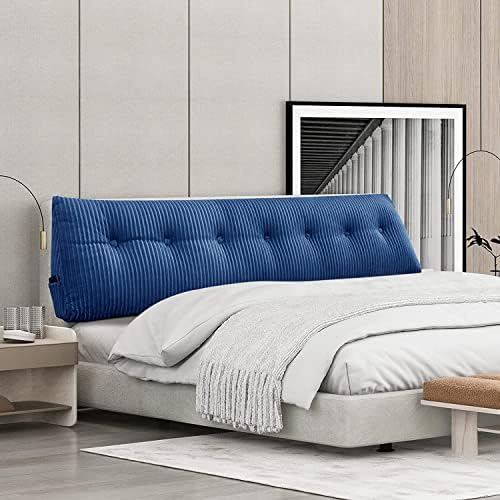Large Headboard Pillow for Bed Rest Reading Bolster Support for Sitting Twin Size Blue
