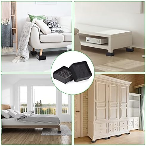 Diveken 15 Heavy-Duty Furniture Risers for Beds Desks Sofa Table and more Black Set of 4