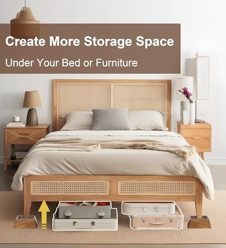 1-Inch Bed Risers for Sofa Desk or Bed Premium Pine Wood Sturdy Stylish 6-Pack