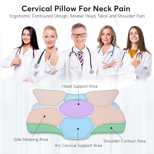 Anvo Cervical Neck Pillow for Pain Relief - Memory Foam Contour Support