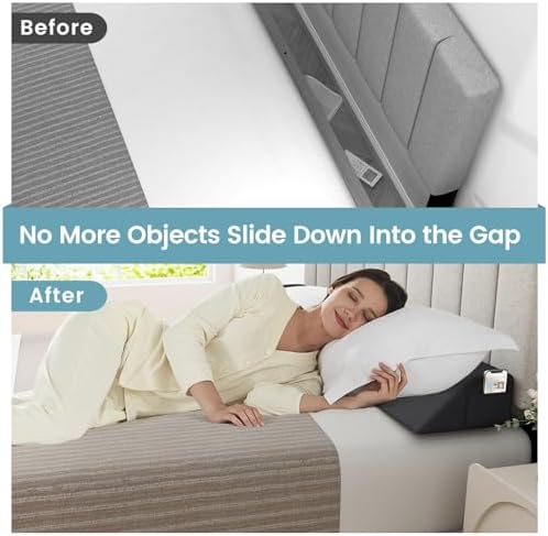 Giantex Full Size Bed Wedge Pillow for Gap Filler Headboard and Mattress Support Grey