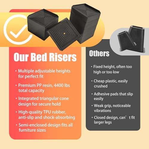 KAYIN Adjustable Bed Risers 2 or 3 Inch Heavy Duty