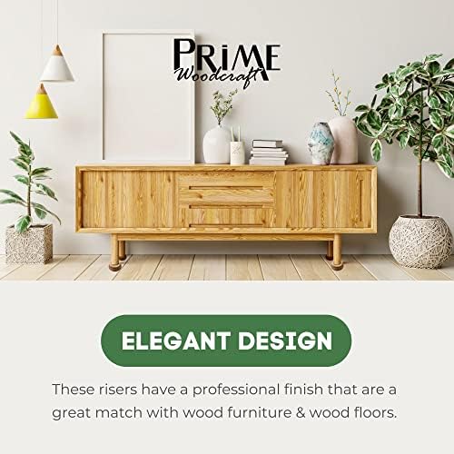 Premium Walnut Wood Furniture Risers - Extra 1 Inch Height Perfect for Cleaning Convenience