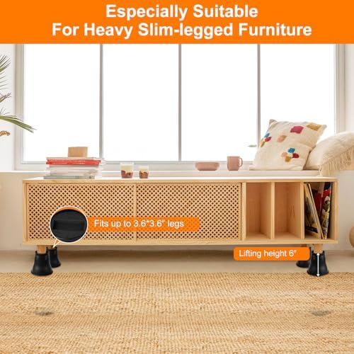 Shouwuhho Bed Risers 6 inch 4 Pack Heavy Duty for sofas beds desks up to 6000 lbs