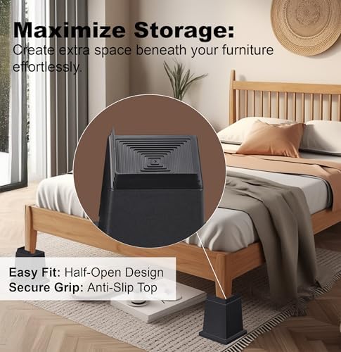 MONTIHOLD Bed Risers 6-Inch Set of 4 Heavy Duty
