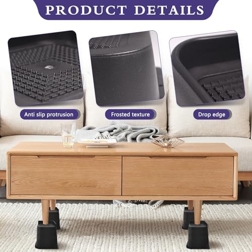 Sunifier 6 Inch Heavy Duty Bed Risers 4 Pack Black