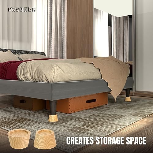 FASONLASet of 4 2 Solid Oak Bed Risers