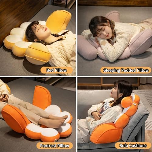 Soft Flower Shaped Reading Pillow with Detachable Headrest and Lumbar Support