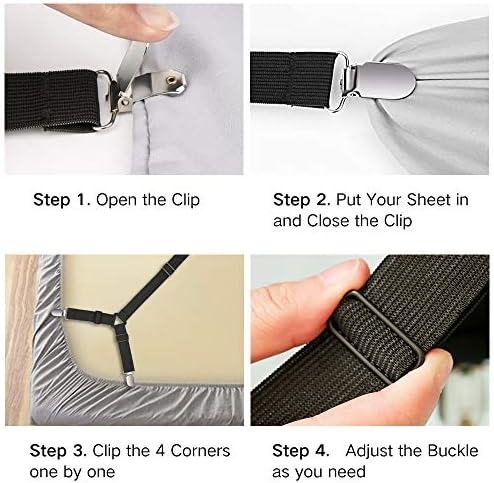 Adjustable Fitted Sheet Straps 2-Piece Secure Bed Sheet Holds