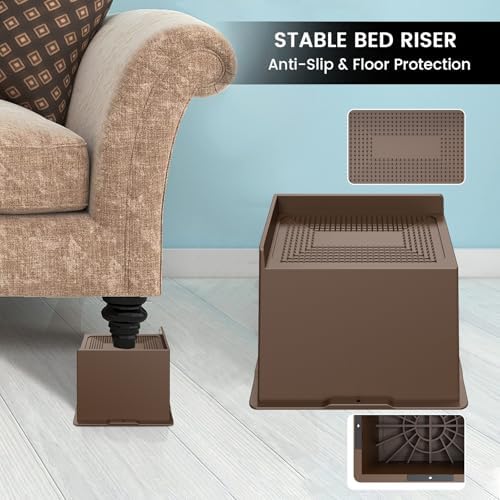 6 Inch Heavy Duty Bed Risers 4 PackDark Brown