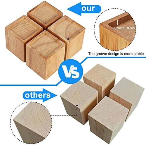 GNIEMCKIN Set of 4 Wood Bed Risers 4 Inch High