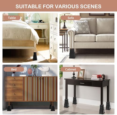 Adjustable Bed Risers for couches tables 6000 lbs load Black