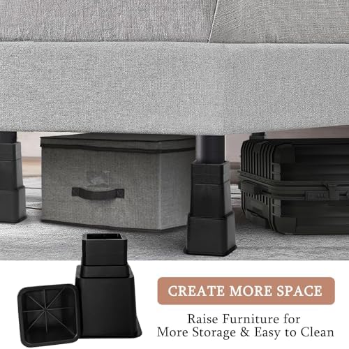 Adjustable Bed Risers for couches tables 6000 lbs load Black