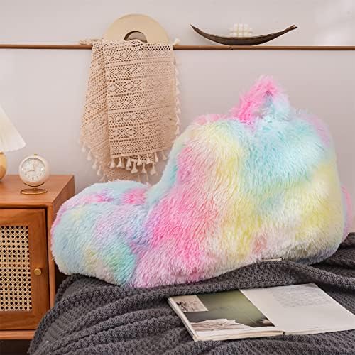 Comfortable Faux Fur Reading Pillow with Adjustable Support for Adults and Kids