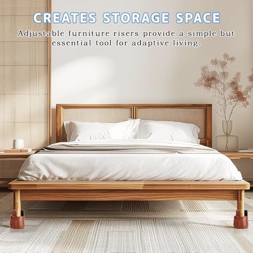 SEISSO Heavy Duty Bed Risers Adjustable Bed Risers for Storage