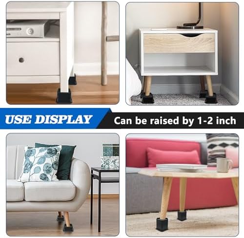 Sturdy Bed Risers - Adjustable Noise-Free Reliable for Sofa Desks More