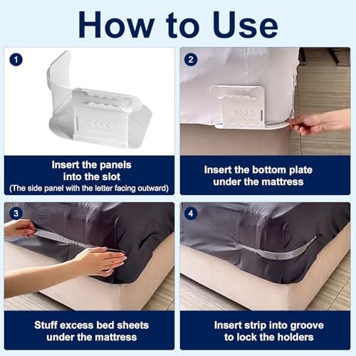 Stylish Lock Sheet Holders - 4PCS Bed Sheet Organizer with Lock Strips