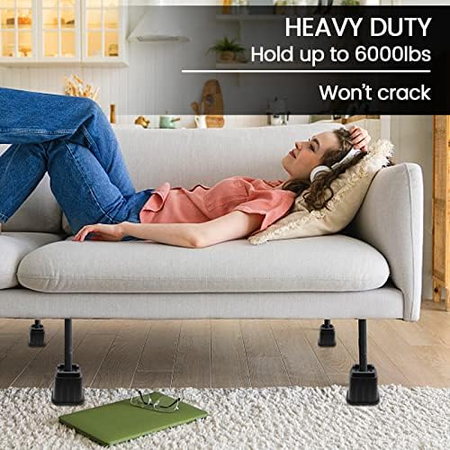 MYMULIKE 5 Inch Heavy Duty Bed Risers Set of 6 Black