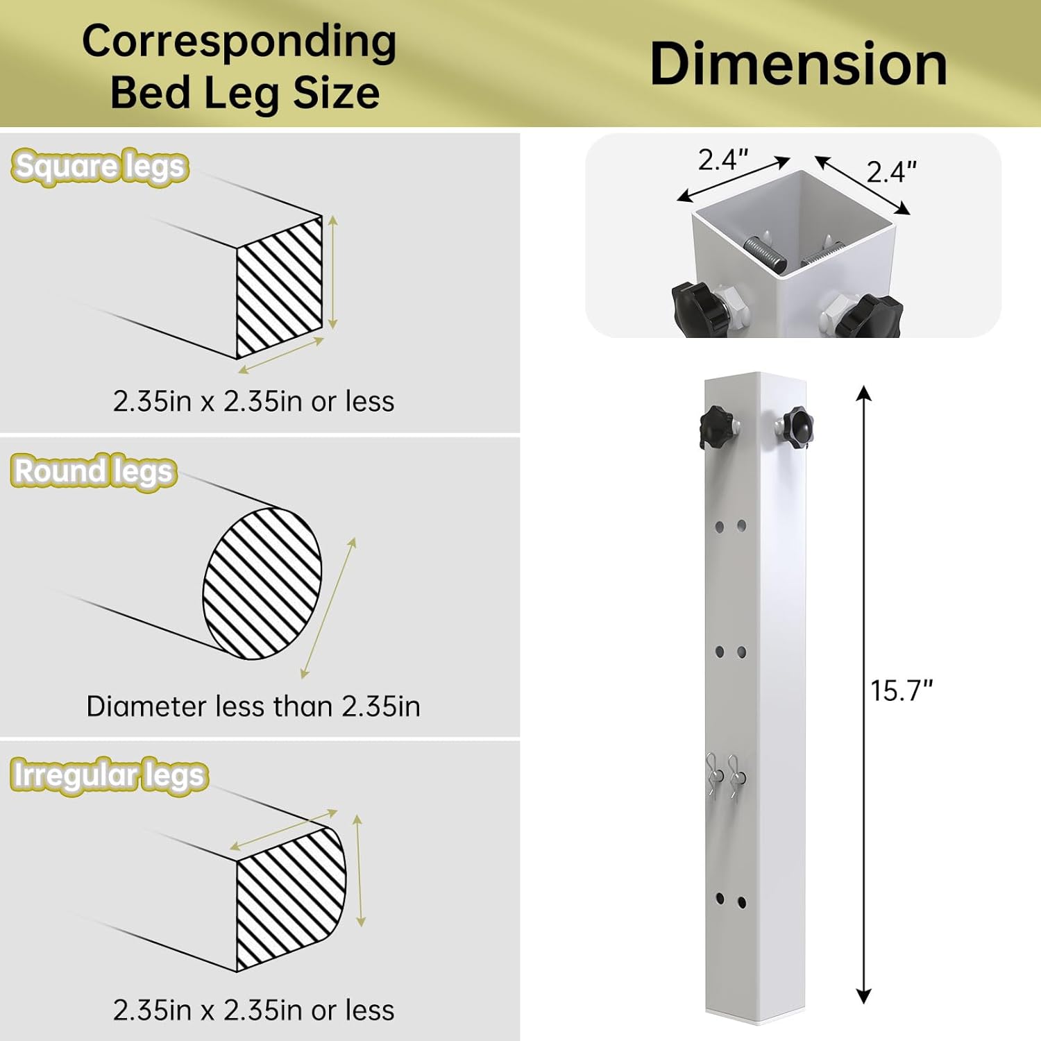 4-Piece Metal Dorm Bed Risers 23 Diameter Riser for College Dorm