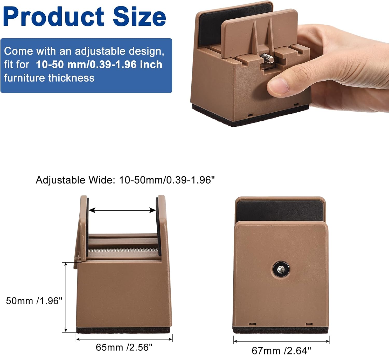 Sturdy 2-inch Bed Risers for Beds Desks Sofas 4Pcs with Adjustable Clamps