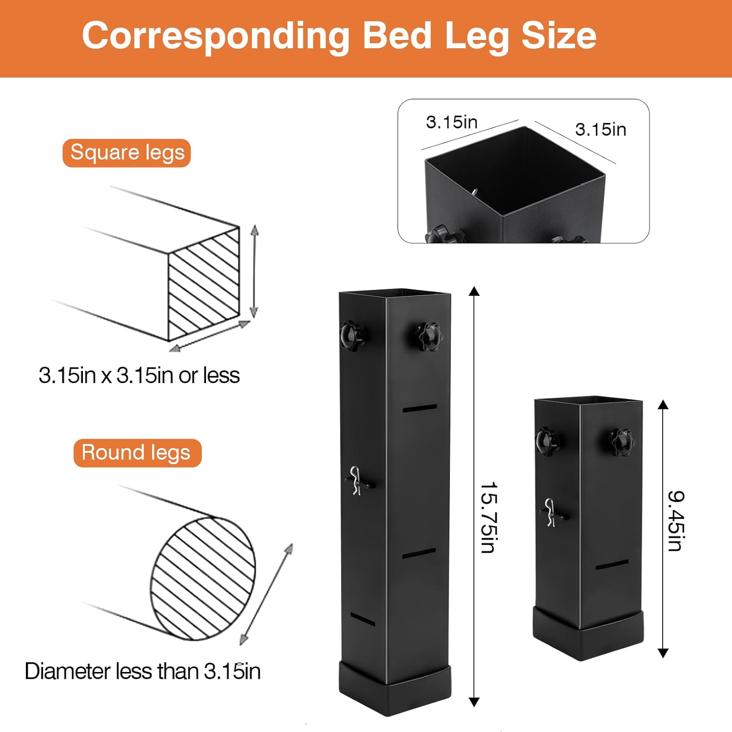 Multi-Height Metal Bed Risers - Heavy Duty Storage Solution for Your Bed Sofa or Table