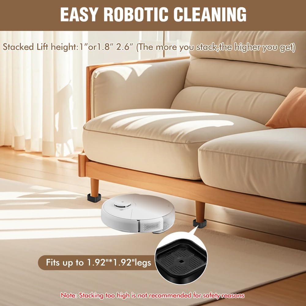 Adjustable Bed Lifts Durable Furniture Risers 4-Pack with Anti-Slip Design for Bed Sofa Table and More