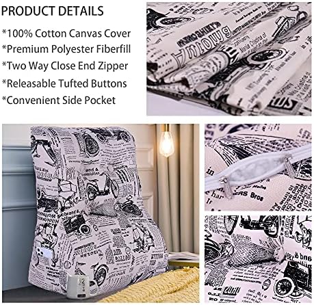 WOWMAX Cotton Cover PP-Cotton Filled Triangular Wedge Pillow for Bed Reading