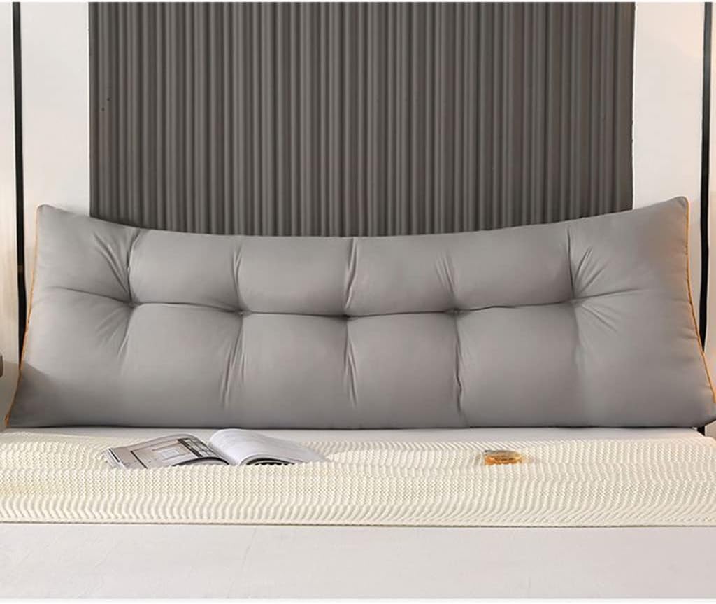 LAJUU Ergonomic Triangular Headboard Pillow for Bed Sofa or Daybed with Removable Cover - Dark Gray 180cm