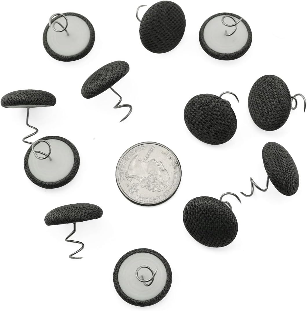 XGNG 12PCS Gray Fabric Covered Button Twist Pins for Bed Skirts and Sofa Covers