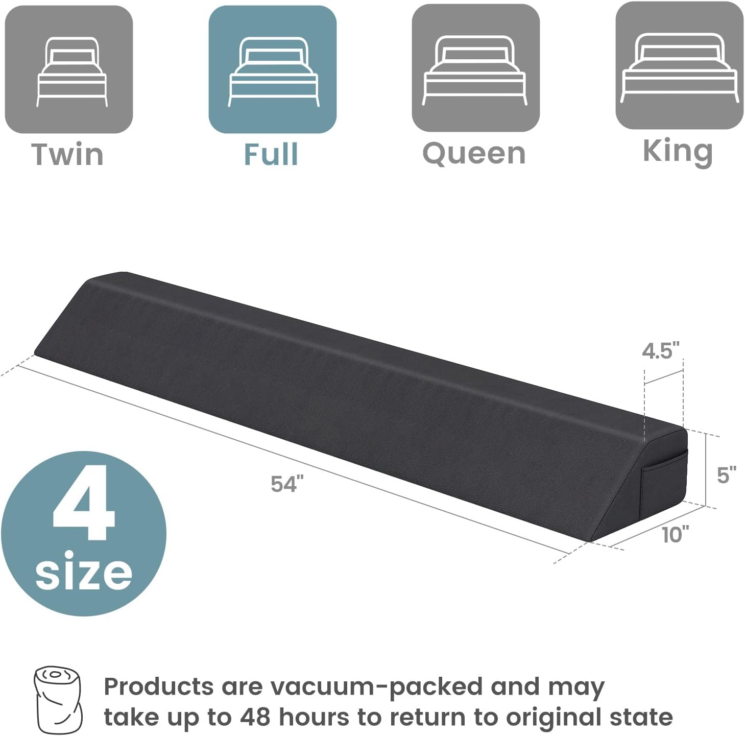 Giantex Full Size Bed Wedge Pillow for Gap Filler Headboard and Mattress Support Grey