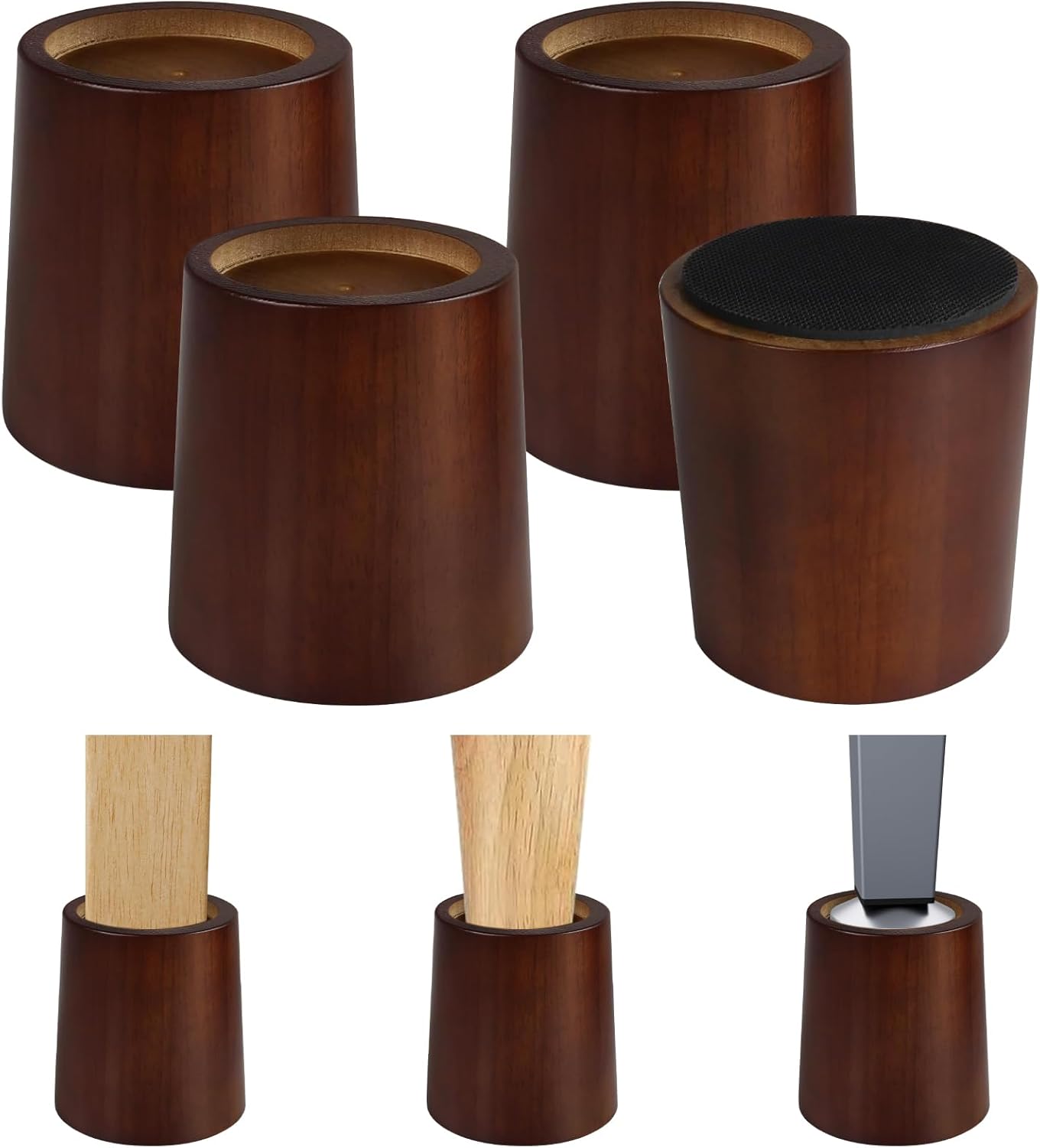 Elevate Your Space - Heavy Duty Office Bed Risers - 4-Inch Wooden Riser Modern Mid-century Style Prism Storage