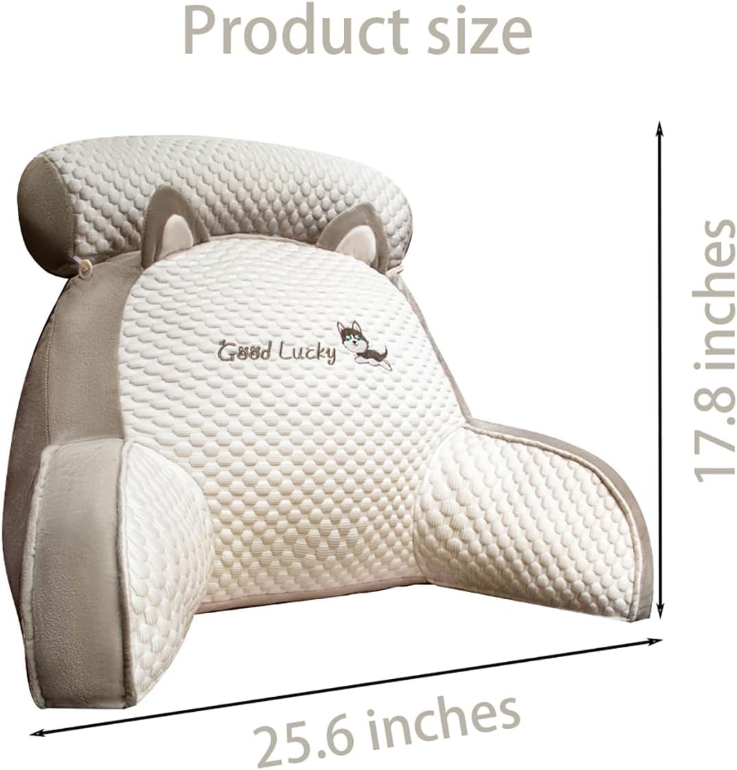 Cool Reading Pillow with Headrest and Arm Support Detachable and Washable Wedge Pillow Grey