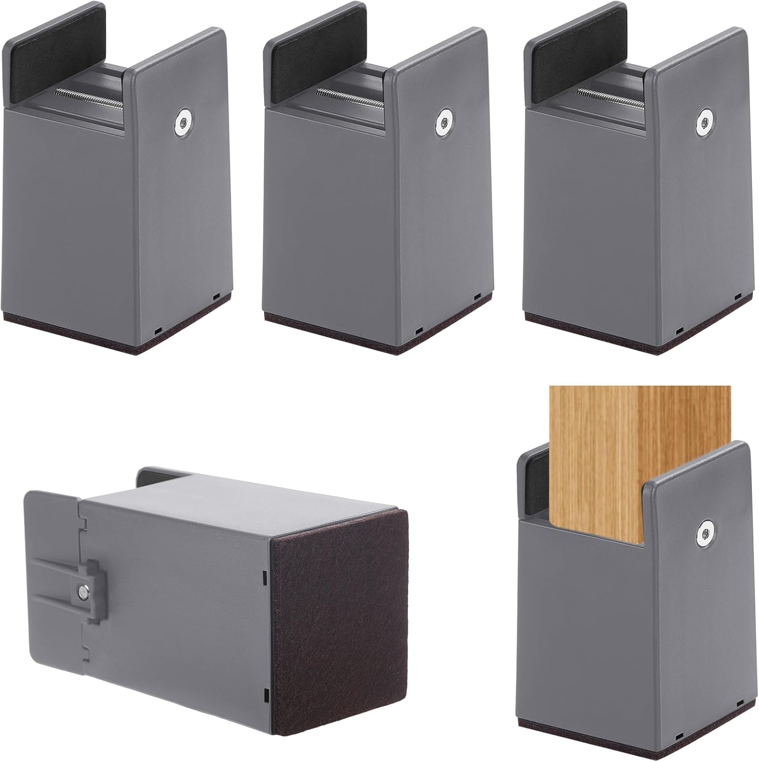 SEISSO Heavy-Duty 4-Piece Bed Risers Adjustable 4 Tall for 1000 lbs