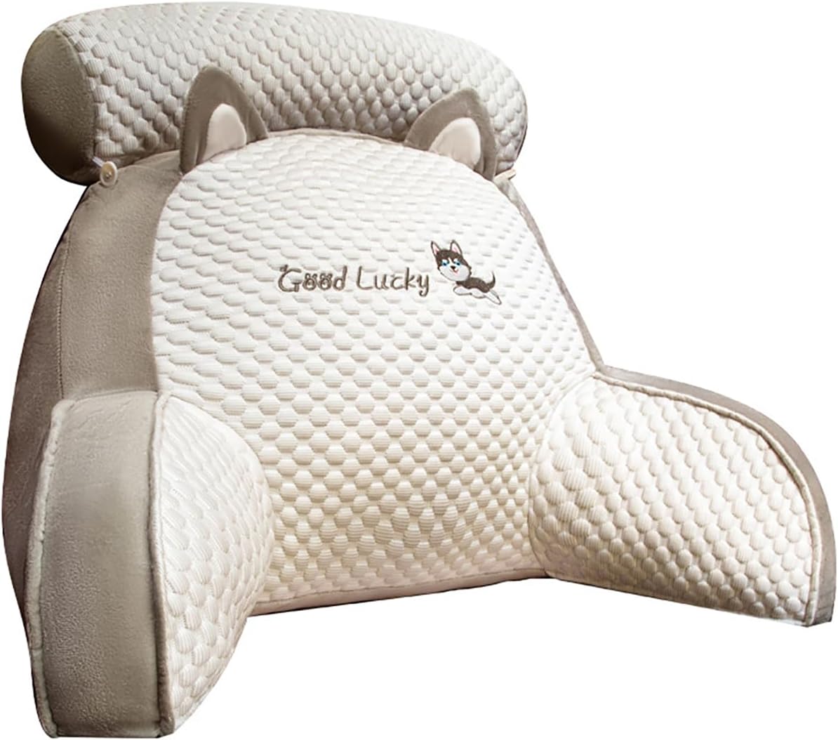 Cool Reading Pillow with Headrest and Arm Support Detachable and Washable Wedge Pillow Grey