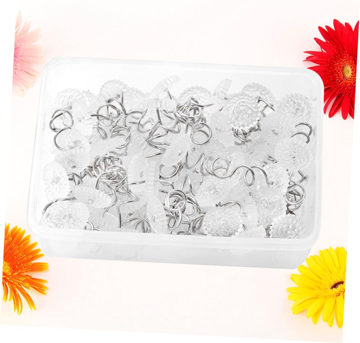 VOSAREA 100Pc Transparent Stainless Steel Upholstery Pins for Sofa Cushions Non-Marking Fixation Nails