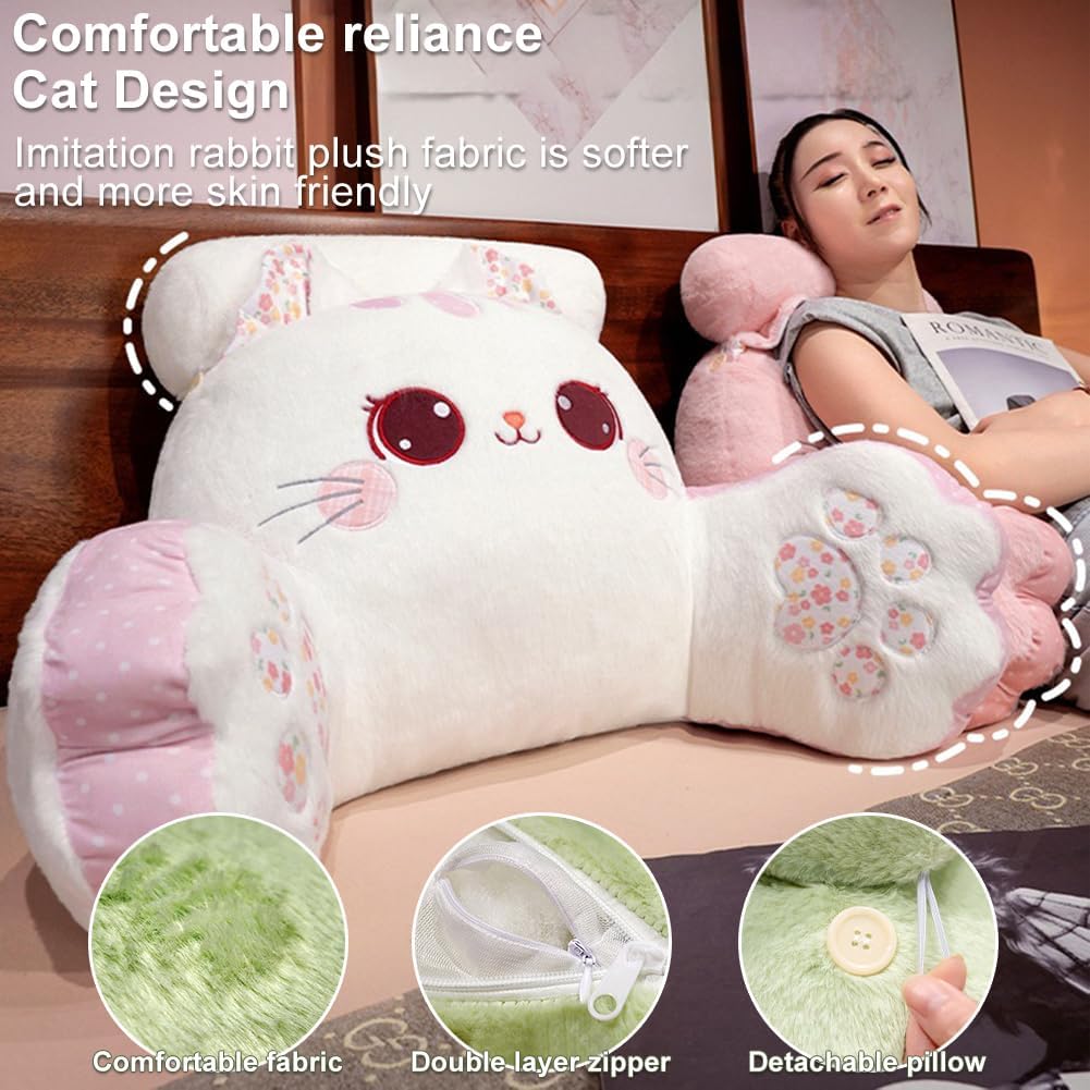 GKWW Cute Cat Companion Reading Pillow Bed Rest Pillow Washable for Cats and Humans