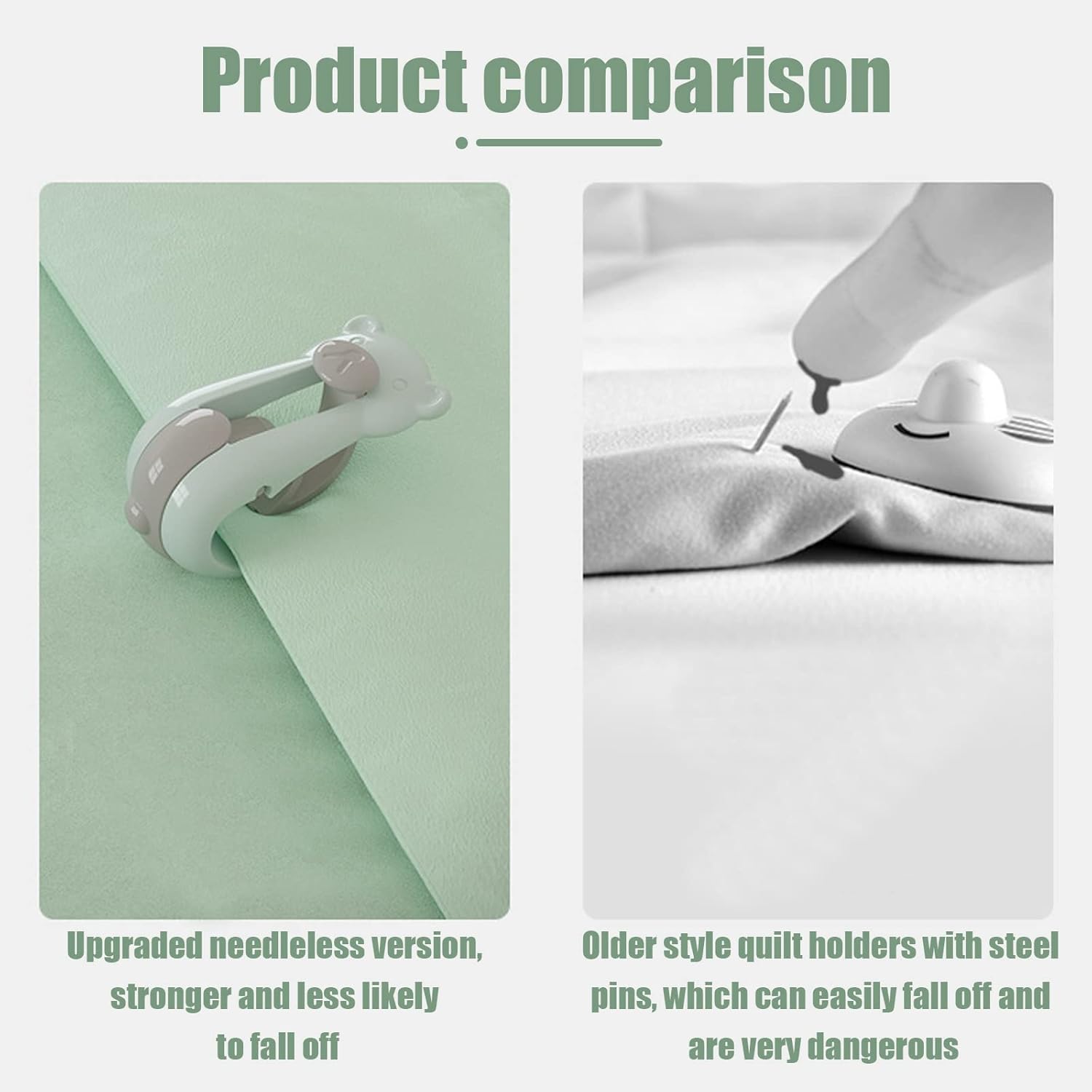Suxgumoe Bear-shaped Duvet Cover Clips 6PCS Anti-Slip Quilt Fastener No Need for Pins Green