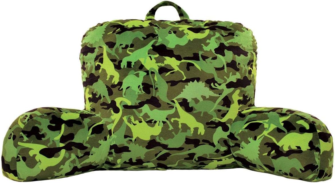 Iscream Silky Soft Plush Lounge Pillow Dinosaur Camo Extra Comfortable Reading Bed Support